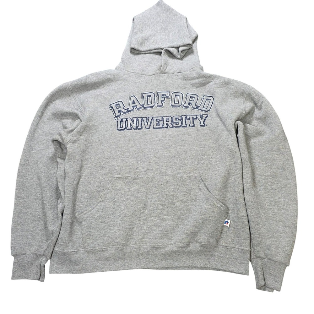 Vintage Russell Athletic Radford University Hoodie Men's Size M Gray Collegiate